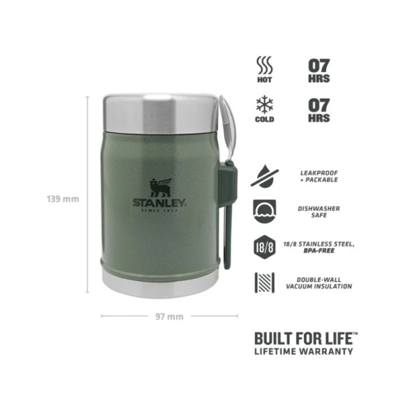 Termoss ēdienu Stanley The Legendary Classic 0.4L zaļš, Zaļš, 0.4 L